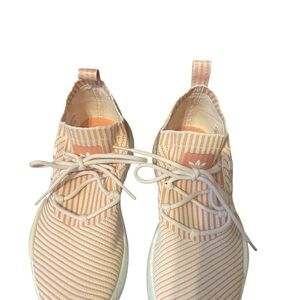 Adidas Peach Striped Sneakers Soft Fabric Slip-On